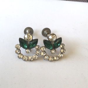 4/$20 Vintage CZ & Green Stone Earrings